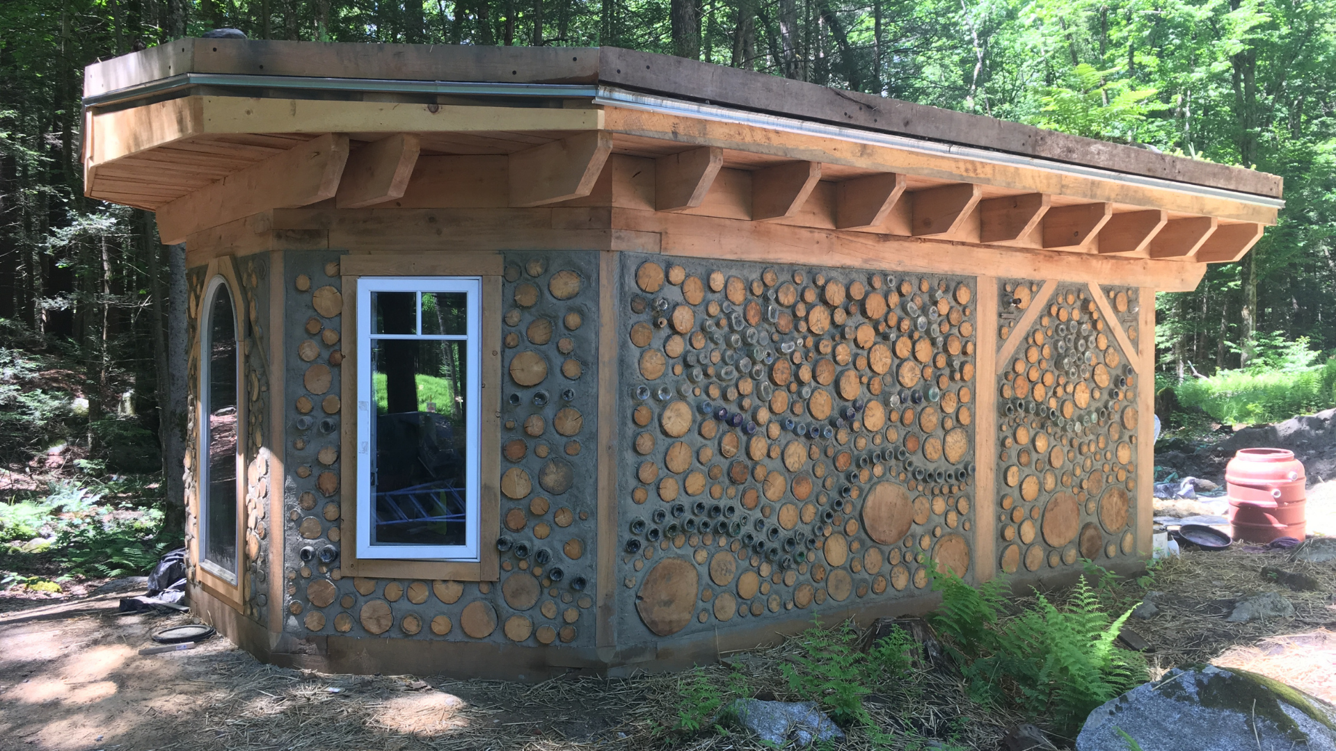 Cordwood Sauna design build construction project.